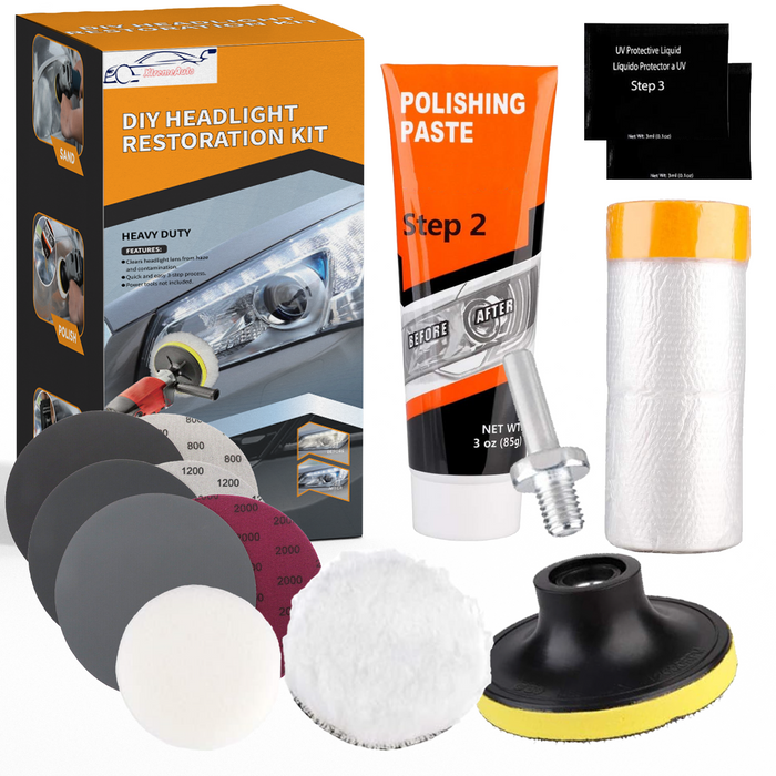 Xtremeauto Headlight Restoration Kit, With Drill Attachment