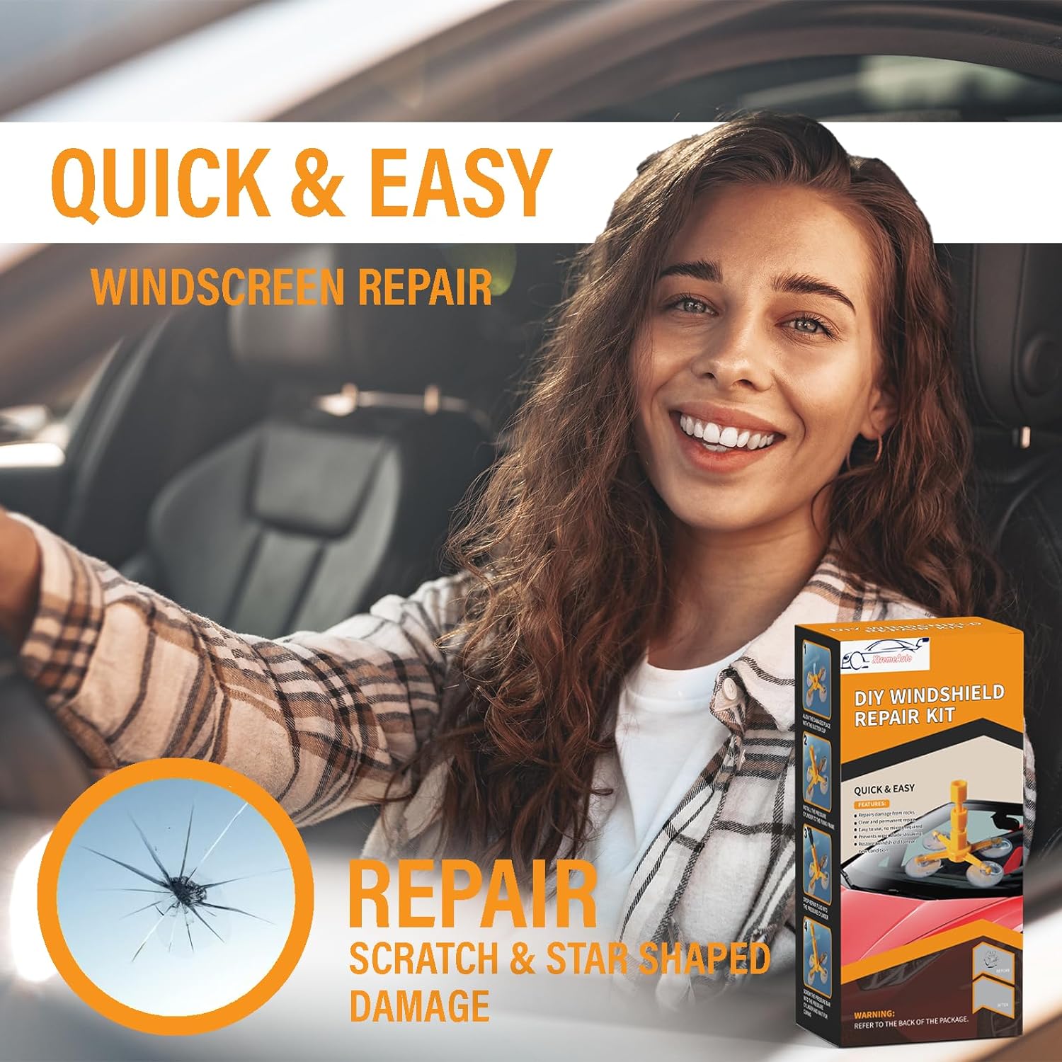 Xtremeauto Windscreen Repair Kit - 12PC Car Windscreen Repair Kit, Repair Cracked & Chipped Window Glass, Cracked Windshield Glass Repair Kit Car Glass...