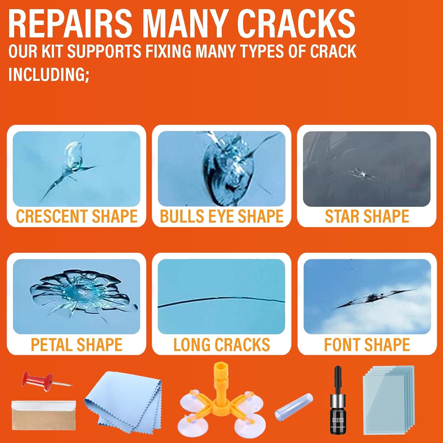 Xtremeauto Windscreen Repair Kit - 12PC Car Windscreen Repair Kit, Repair Cracked & Chipped Window Glass, Cracked Windshield Glass Repair Kit Car Glass...