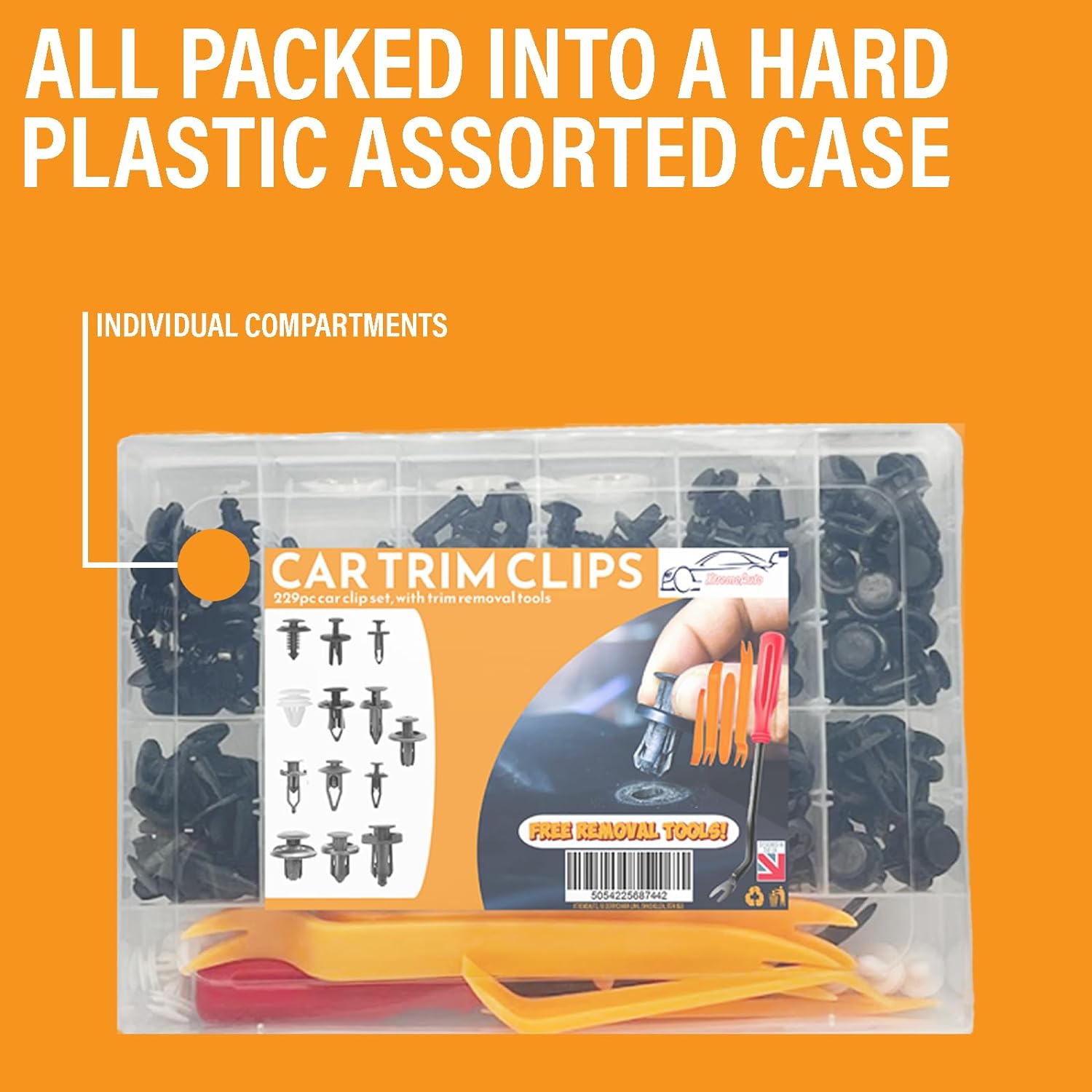 Xtremeauto Car Clips Set 229pc With Tools - Car Trim Clips Box, Assorted Plastic Clip Fasteners, Body Fasteners With 5 Removal Tools, Expansion Bumper Clips, Car Body Clips Interior Fittings