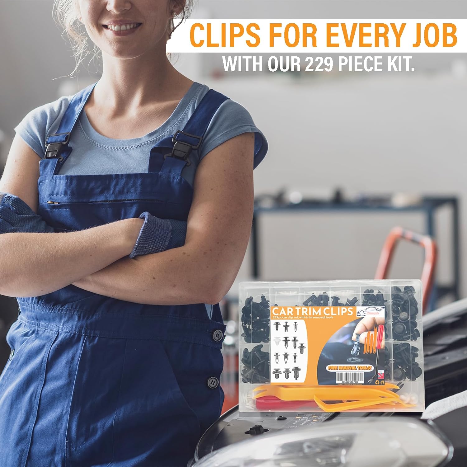 Xtremeauto Car Clips Set 229pc With Tools - Car Trim Clips Box, Assorted Plastic Clip Fasteners, Body Fasteners With 5 Removal Tools, Expansion Bumper Clips, Car Body Clips Interior Fittings